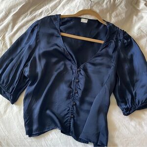 Gently worn - $90 Aritzia Wilfred navy blouse - size XL